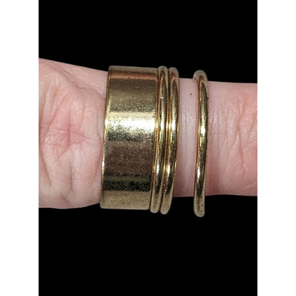 Modern Layered Gold Tone Open Cuff Ring Size 8 1/2