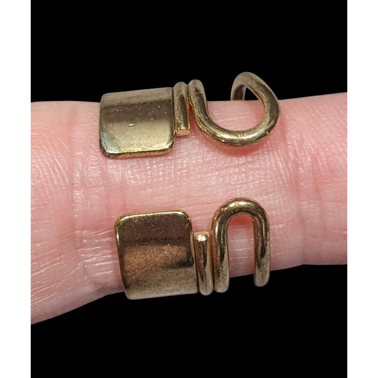 Modern Layered Gold Tone Open Cuff Ring Size 8 1/2