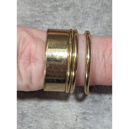 Modern Layered Gold Tone Open Cuff Ring Size 8 1/2