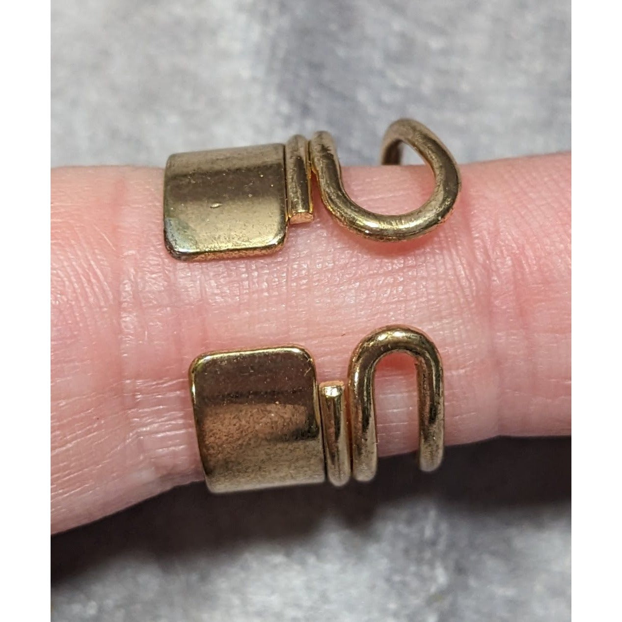 Modern Layered Gold Tone Open Cuff Ring Size 8 1/2