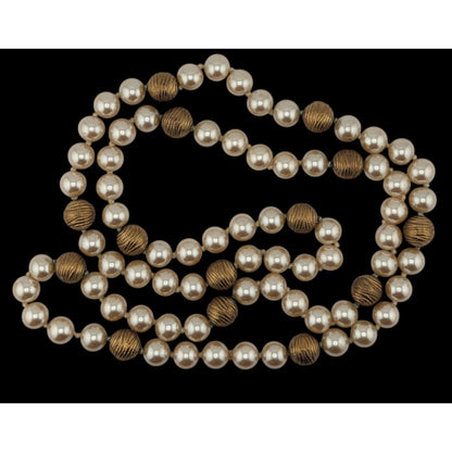 Vintage Glam Glass Pearl Necklace With Gold-Tone Accents