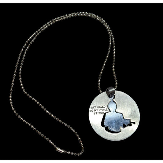 Scarface Silver Tone Cutout Pendant Necklace