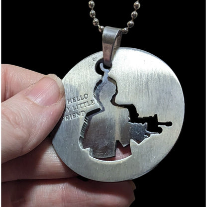 Scarface Silver Tone Cutout Pendant Necklace