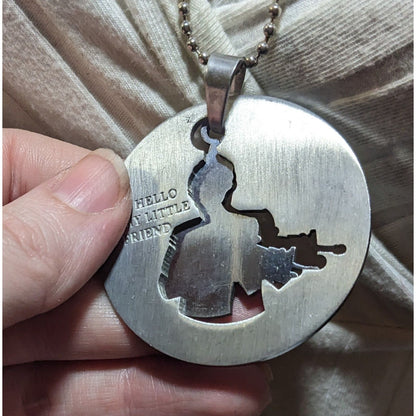 Scarface Silver Tone Cutout Pendant Necklace