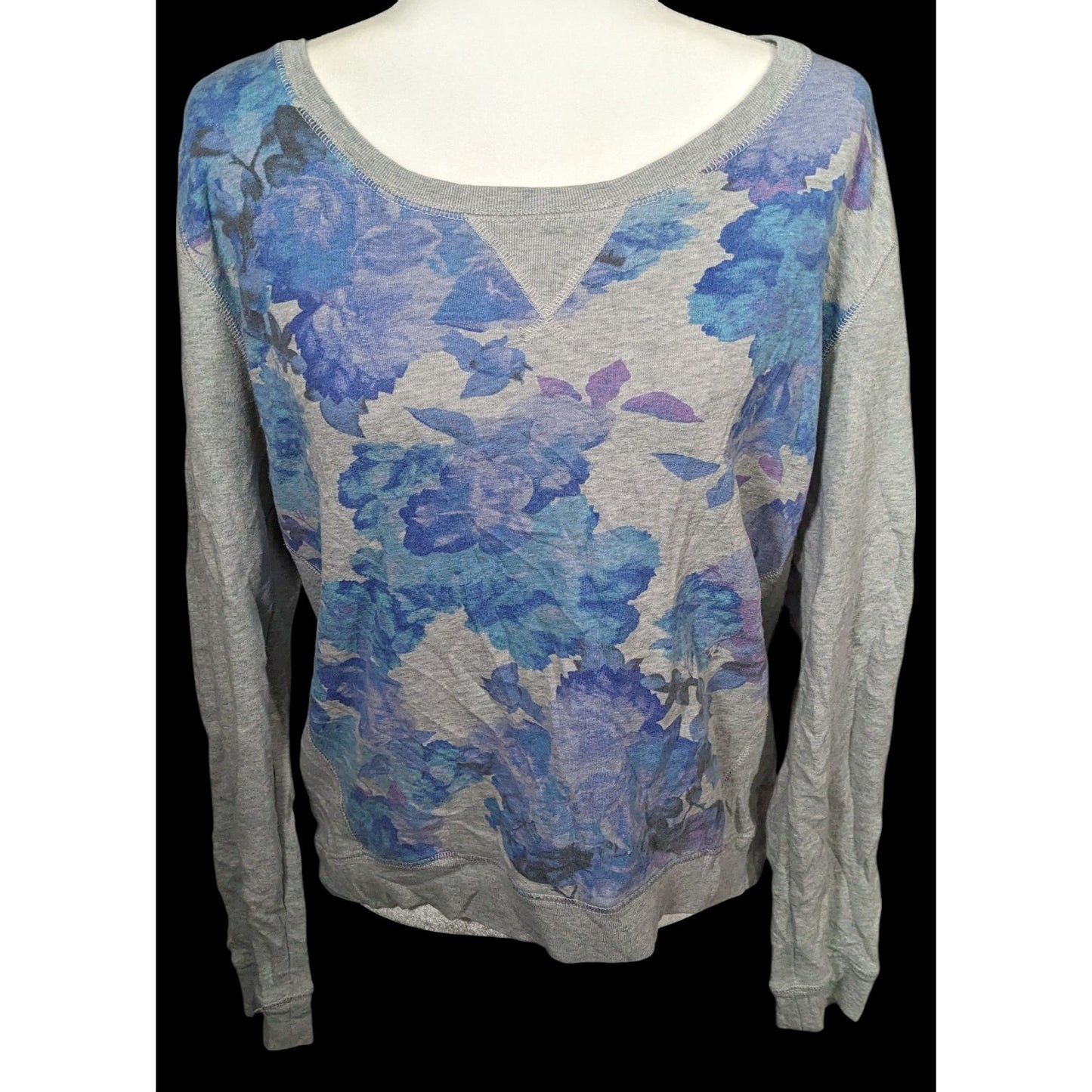 Aeropostale Y2K Grey And Blue Floral Sweatshirt