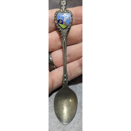 Vintage Travel Nickel Silver Silver Tone Tokyo Japan Souvenir Spoon 4 1/2 Inch