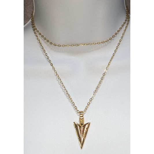 Jami Gold Arrowhead Pendant Necklace Boho Minimalist Tribal Statement Jewelry