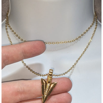Jami Gold Arrowhead Pendant Necklace Boho Minimalist Tribal Statement Jewelry
