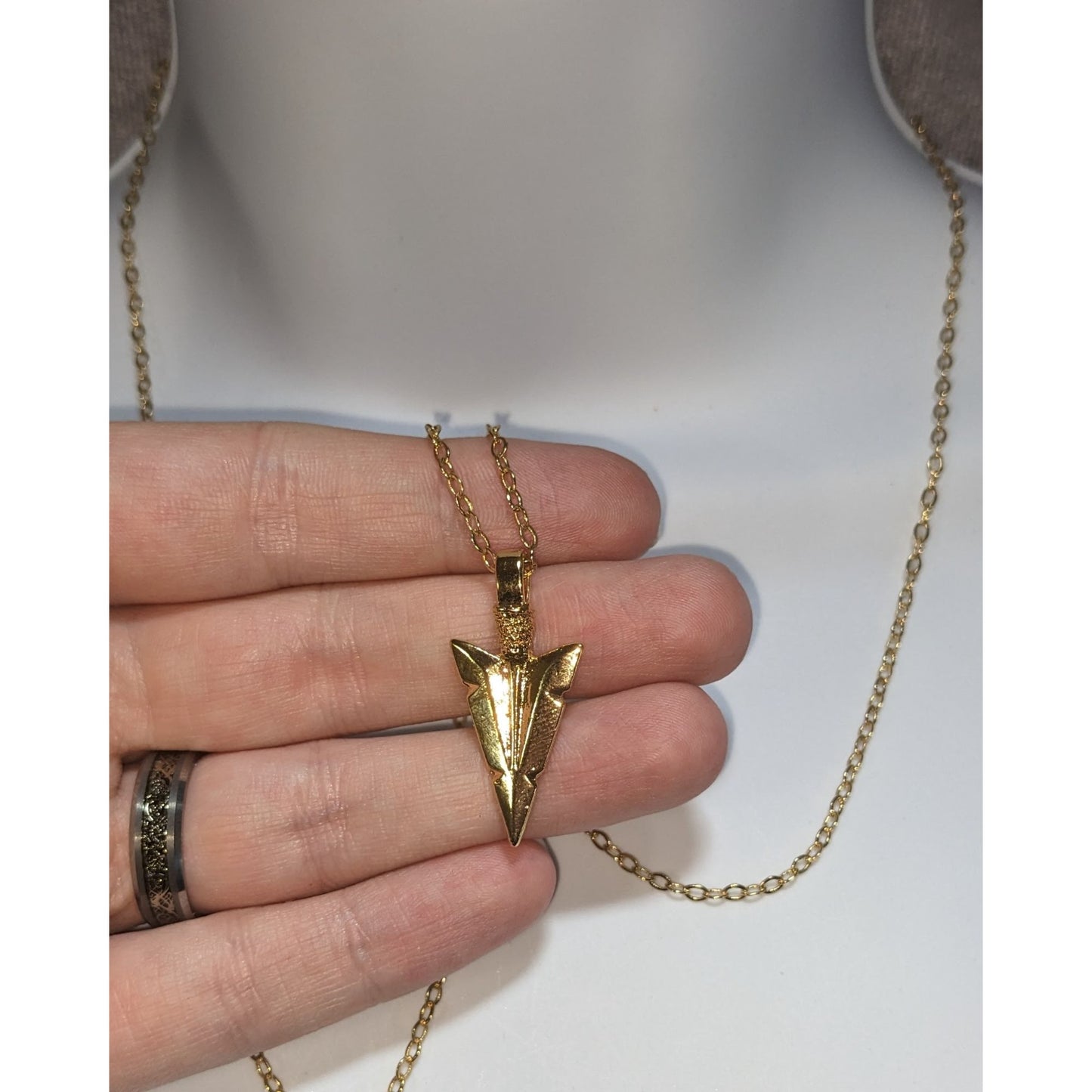 Jami Gold Arrowhead Pendant Necklace Boho Minimalist Tribal Statement Jewelry