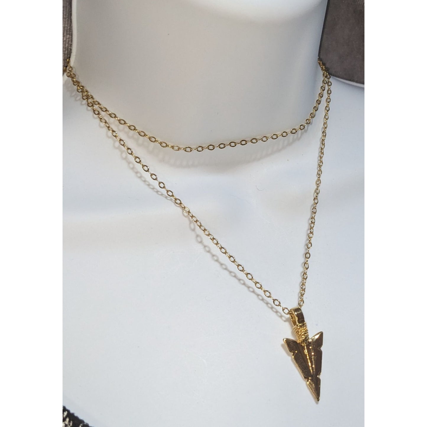 Jami Gold Arrowhead Pendant Necklace Boho Minimalist Tribal Statement Jewelry