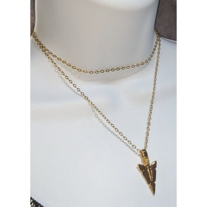Jami Gold Arrowhead Pendant Necklace Boho Minimalist Tribal Statement Jewelry