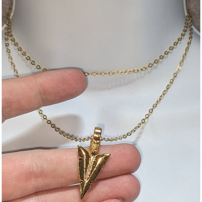 Jami Gold Arrowhead Pendant Necklace Boho Minimalist Tribal Statement Jewelry