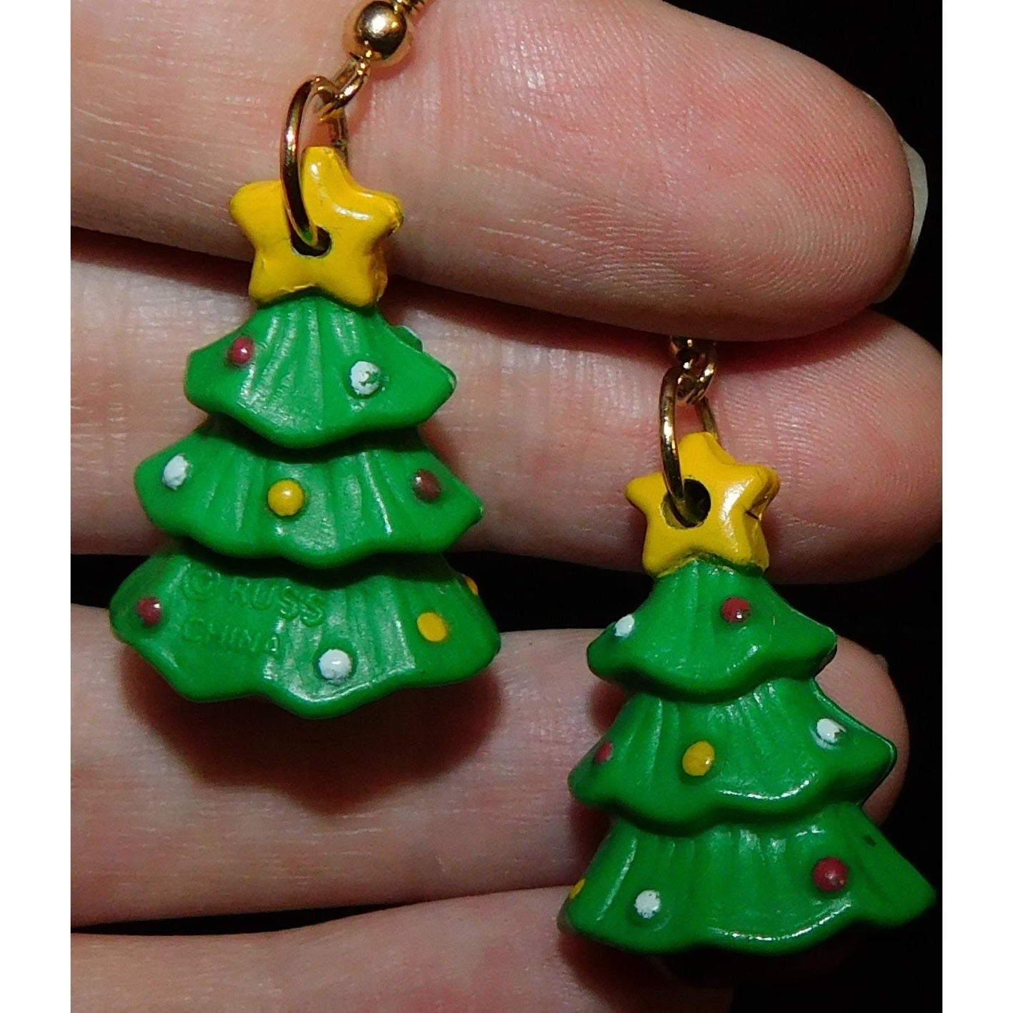 Festive Christmas Tree Earrings With Fishhook Backs