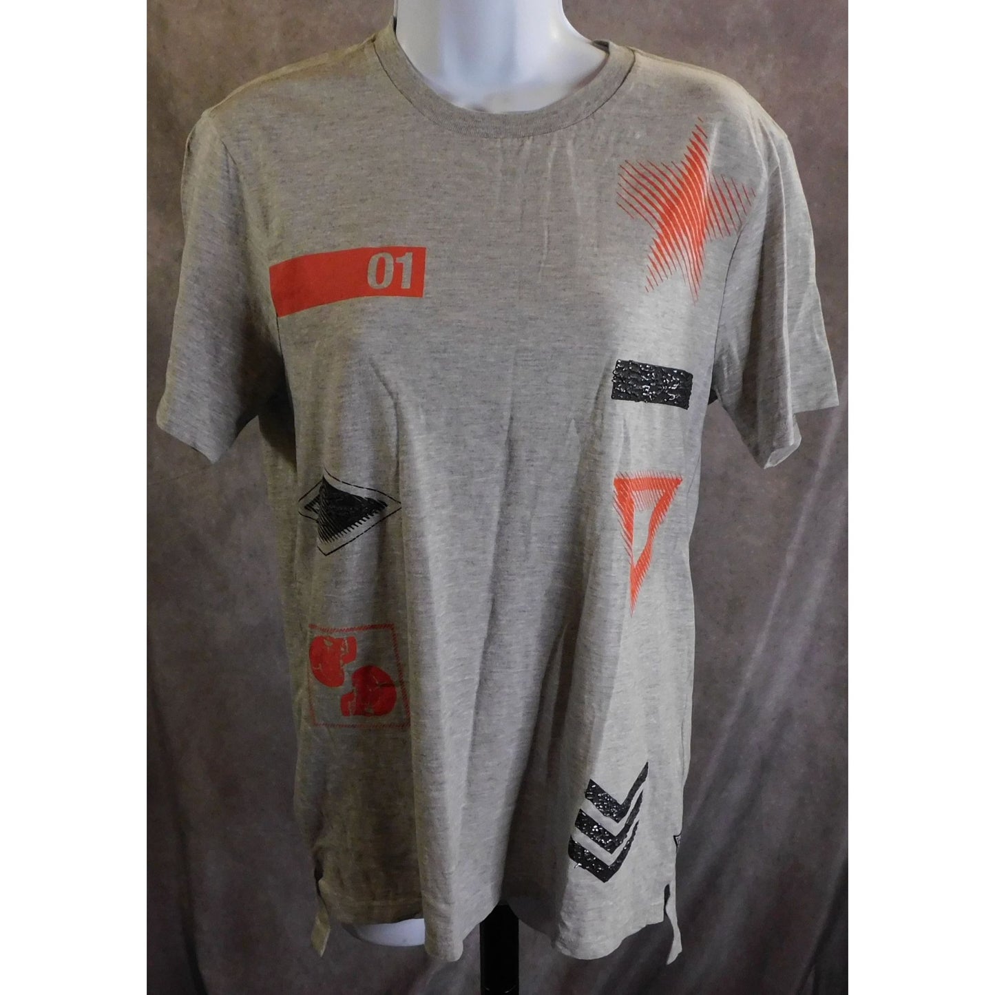 Guess Military Emblem Grey Crew Tee NWT