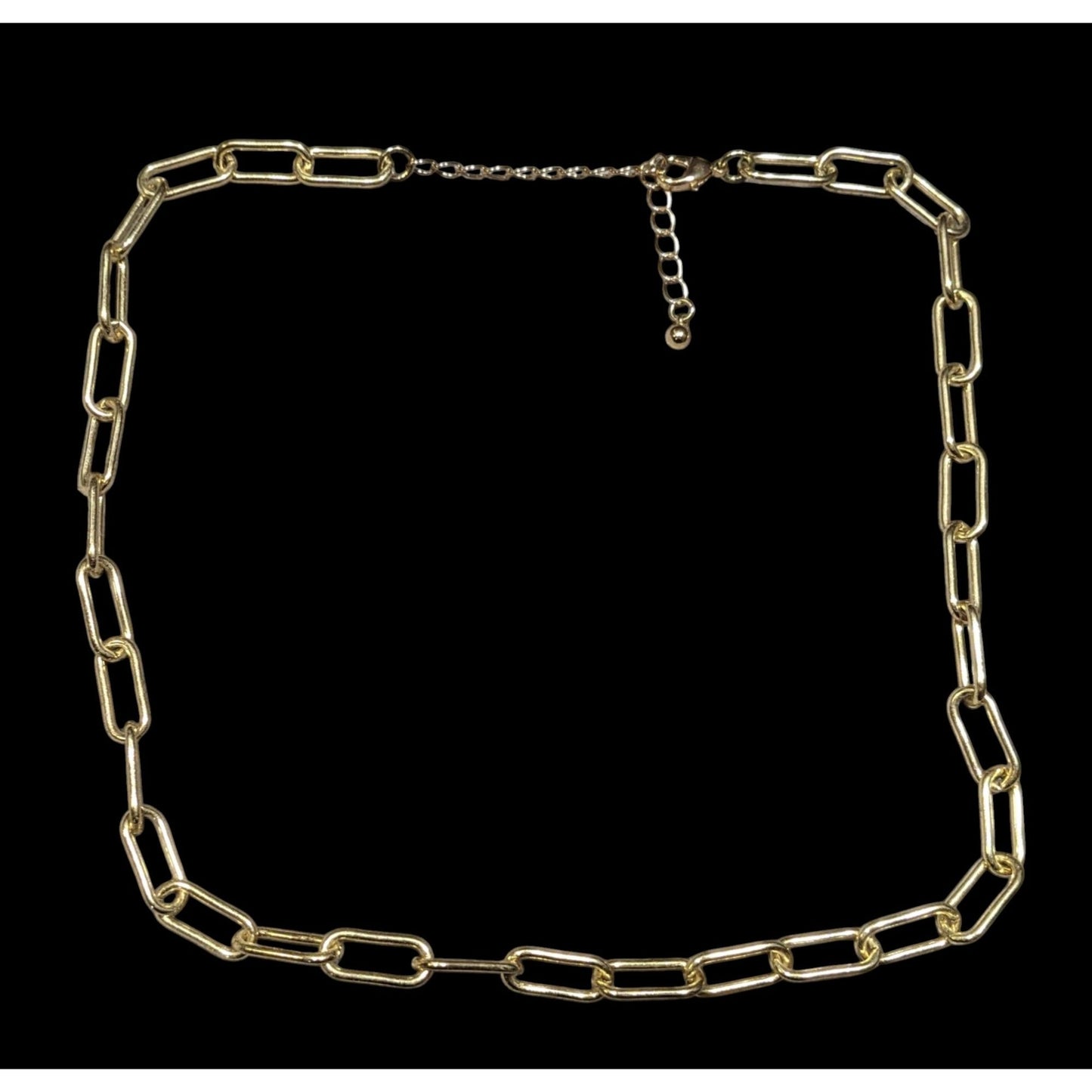 Classic Elegant Paperclip Chain Gold Tone Necklace