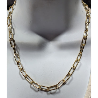 Classic Elegant Paperclip Chain Gold Tone Necklace
