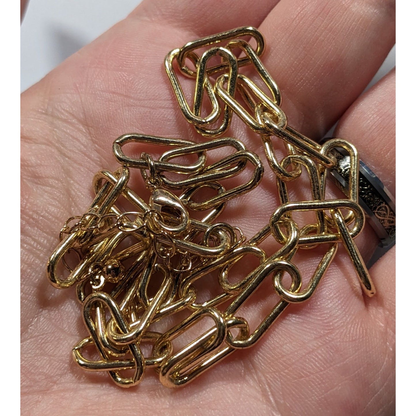 Classic Elegant Paperclip Chain Gold Tone Necklace