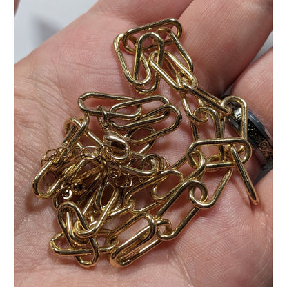 Classic Elegant Paperclip Chain Gold Tone Necklace