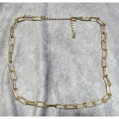Classic Elegant Paperclip Chain Gold Tone Necklace
