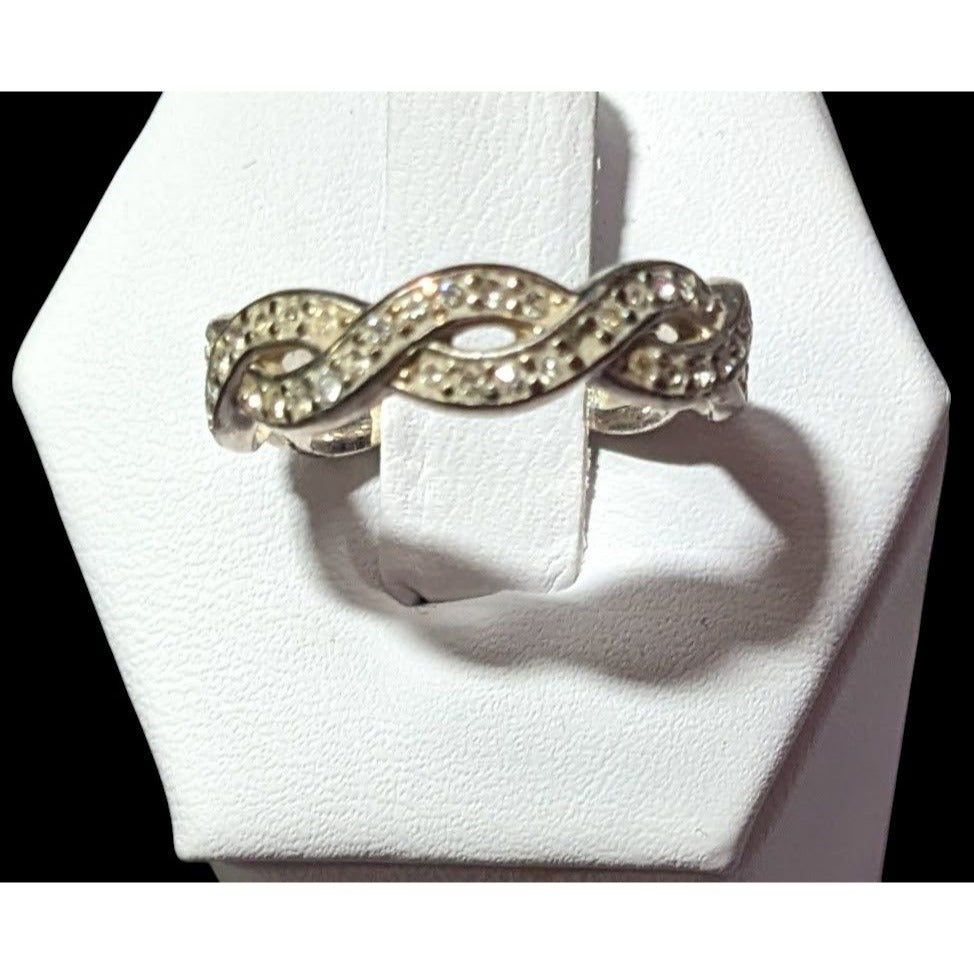 Infinity Clear Stoned Silver Tone Ring Size 8