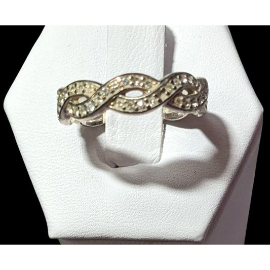 Infinity Clear Stoned Silver Tone Ring Size 8