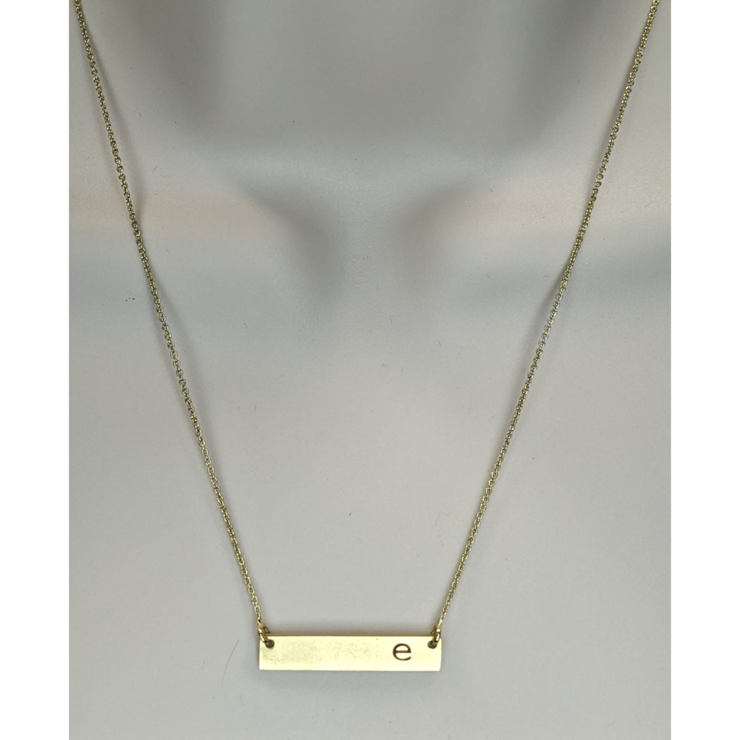 Letter E Bar Pendant Necklace Gold Tone Initial Necklace Minimalist Jewelry