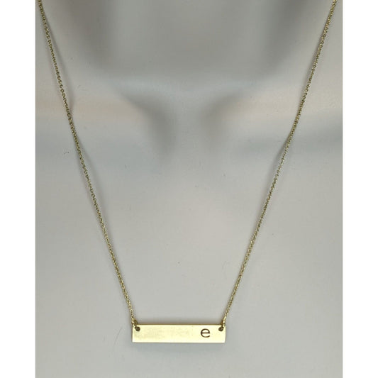 Letter E Bar Pendant Necklace Gold Tone Initial Necklace Minimalist Jewelry