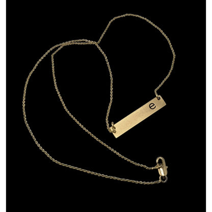 Letter E Bar Pendant Necklace Gold Tone Initial Necklace Minimalist Jewelry