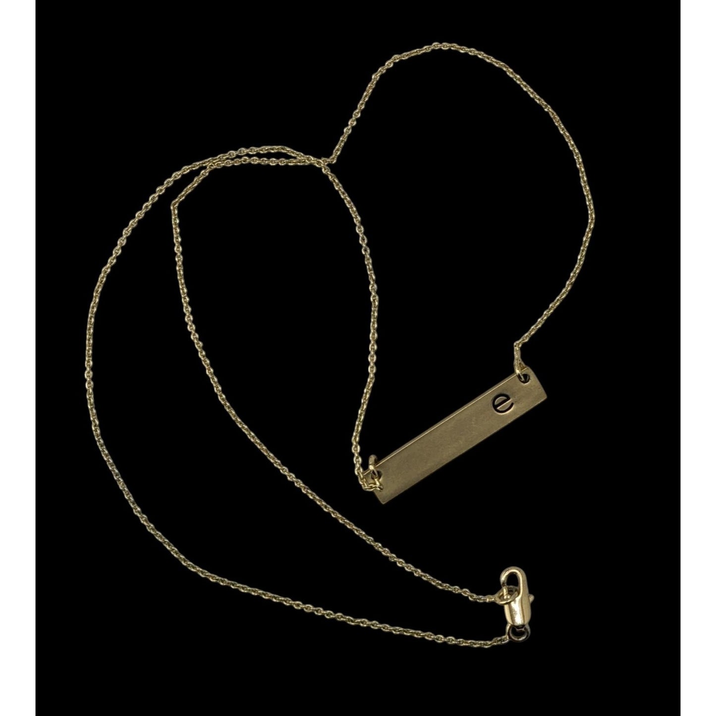 Letter E Bar Pendant Necklace Gold Tone Initial Necklace Minimalist Jewelry
