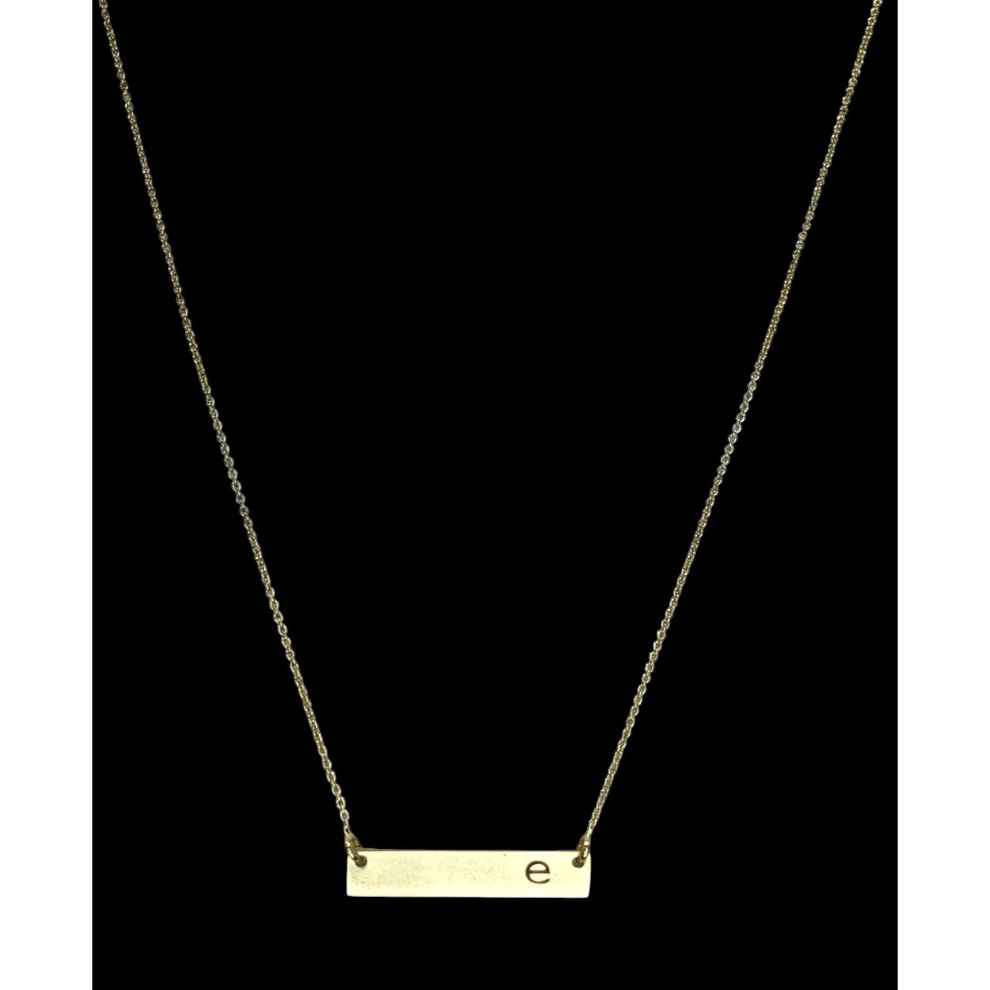 Letter E Bar Pendant Necklace Gold Tone Initial Necklace Minimalist Jewelry