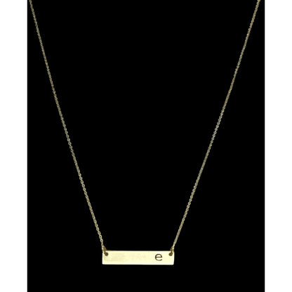 Letter E Bar Pendant Necklace Gold Tone Initial Necklace Minimalist Jewelry
