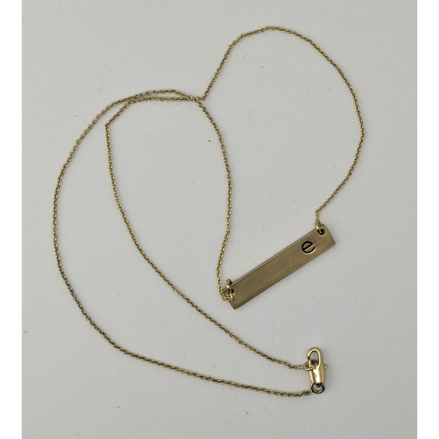 Letter E Bar Pendant Necklace Gold Tone Initial Necklace Minimalist Jewelry
