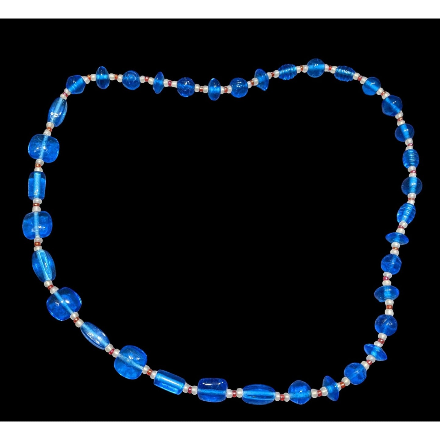 Vintage Handmade Blue Glass Beaded Necklace