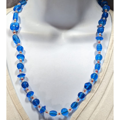 Vintage Handmade Blue Glass Beaded Necklace
