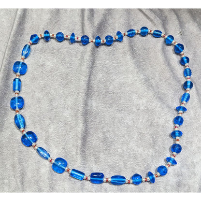 Vintage Handmade Blue Glass Beaded Necklace