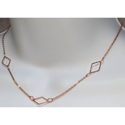 Rose Gold-Tone Geometric Necklace 16"–19" With Extender Lobster Clasp