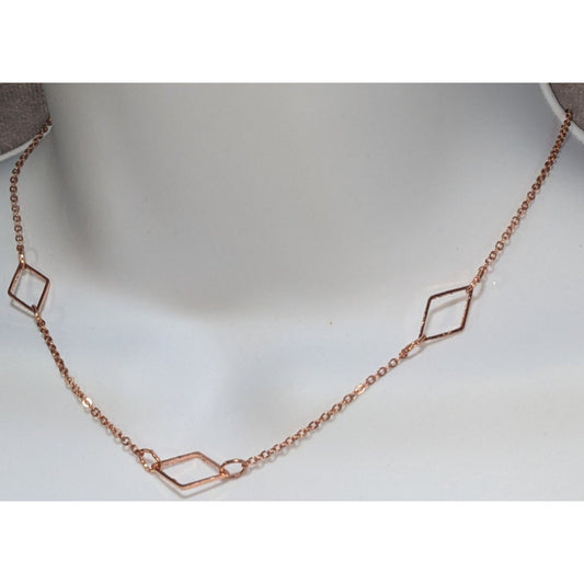 Rose Gold-Tone Geometric Necklace 16"–19" With Extender Lobster Clasp