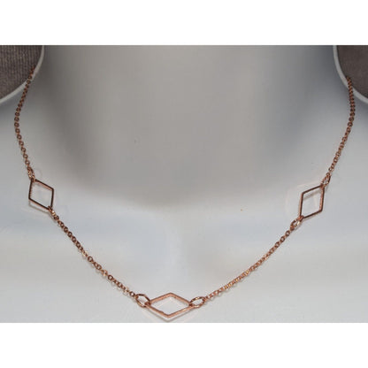 Rose Gold-Tone Geometric Necklace 16"–19" With Extender Lobster Clasp