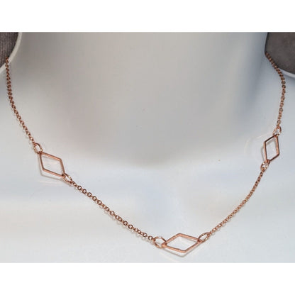 Rose Gold-Tone Geometric Necklace 16"–19" With Extender Lobster Clasp