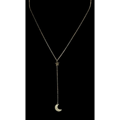 Luna Norte Celestial Lariat Necklace Moon Star Charm Gold Witchy