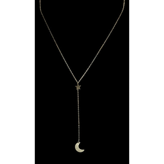 Luna Norte Celestial Lariat Necklace Moon Star Charm Gold Witchy