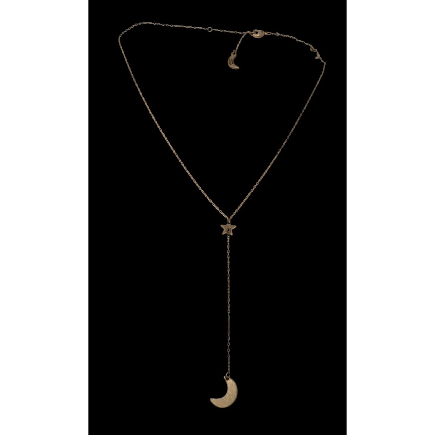 Luna Norte Celestial Lariat Necklace Moon Star Charm Gold Witchy