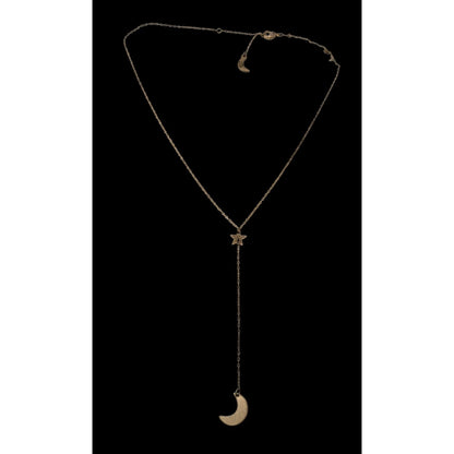 Luna Norte Celestial Lariat Necklace Moon Star Charm Gold Witchy