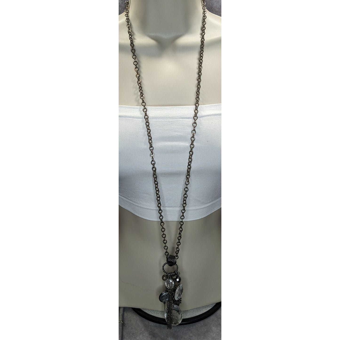 NY Collection Y2K Cluster Charm Necklace Clear Silver Party Glam