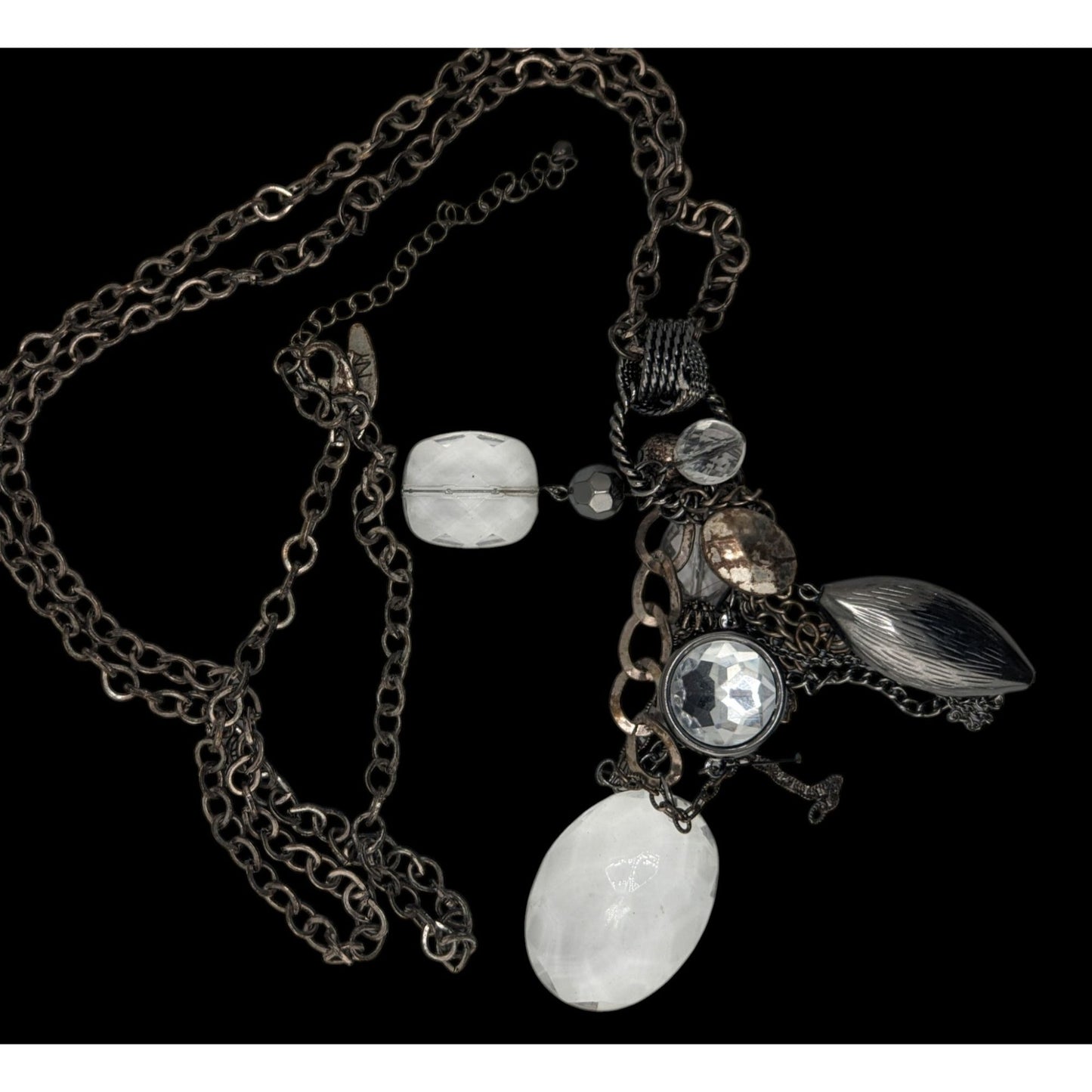 NY Collection Y2K Cluster Charm Necklace Clear Silver Party Glam
