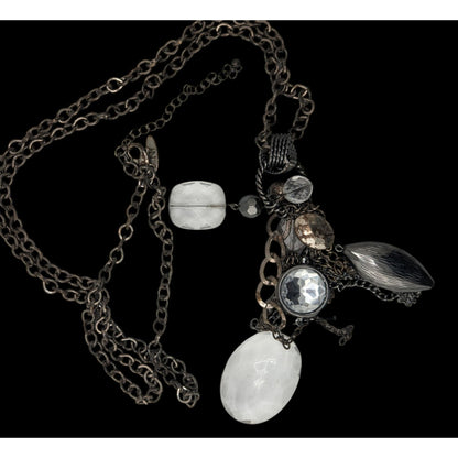 NY Collection Y2K Cluster Charm Necklace Clear Silver Party Glam