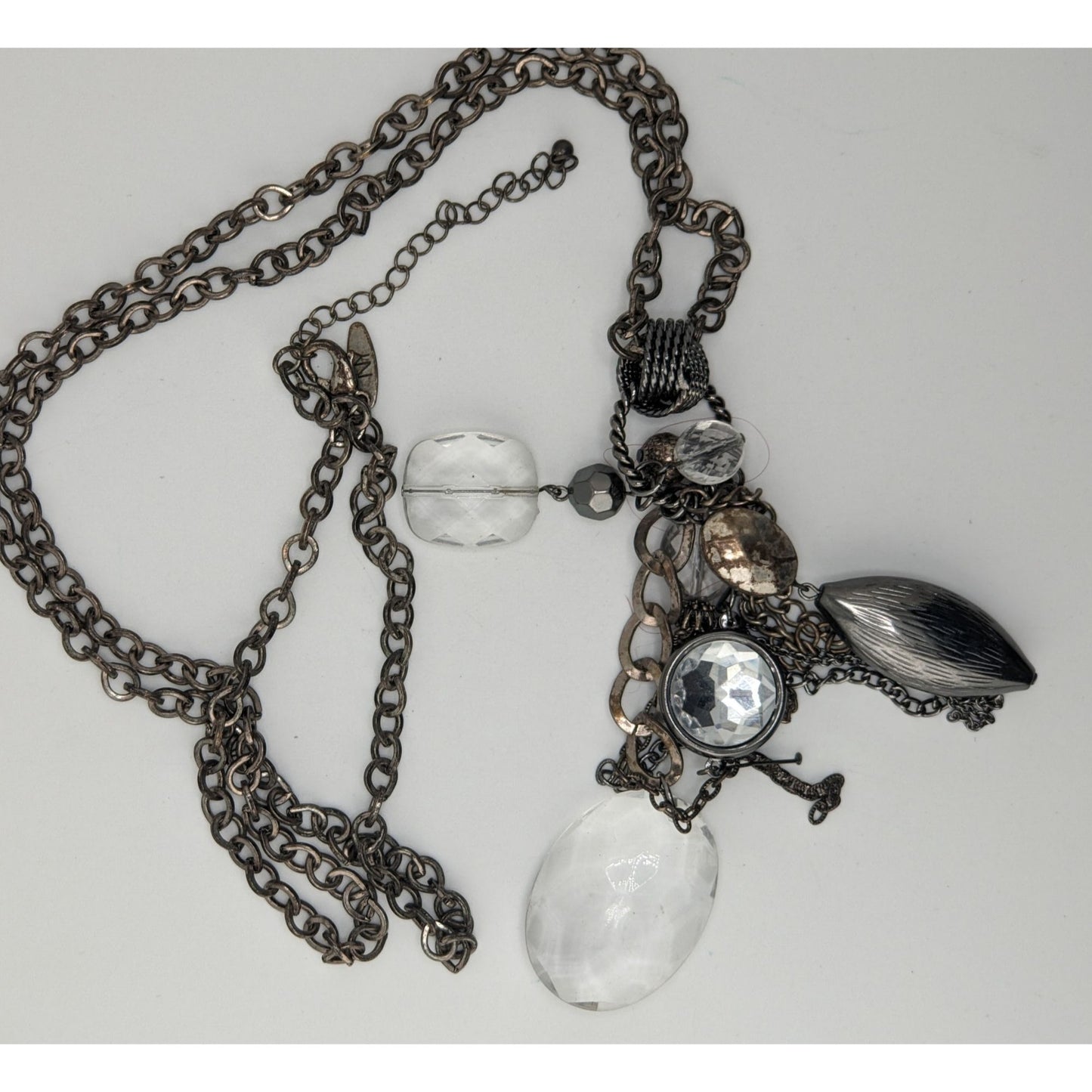 NY Collection Y2K Cluster Charm Necklace Clear Silver Party Glam
