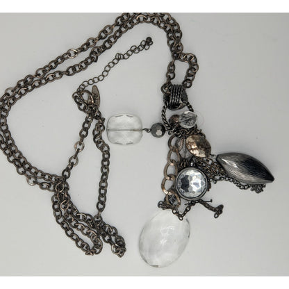 NY Collection Y2K Cluster Charm Necklace Clear Silver Party Glam