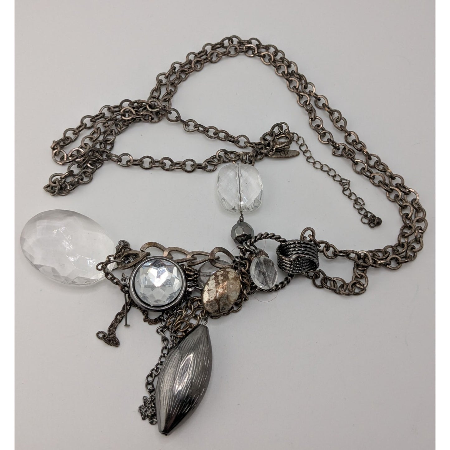 NY Collection Y2K Cluster Charm Necklace Clear Silver Party Glam