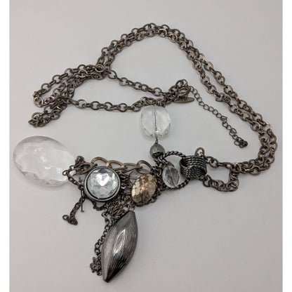 NY Collection Y2K Cluster Charm Necklace Clear Silver Party Glam
